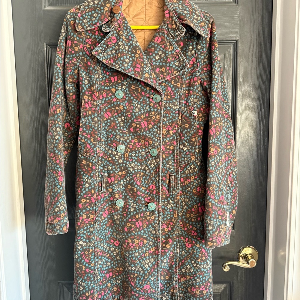 Freesoul Floral Double Breasted Women’s Coat Made in Italy Size Medium
